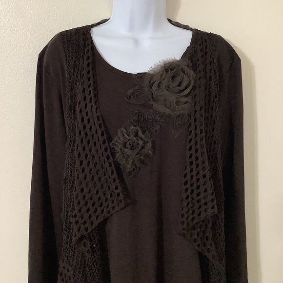 Pretty Angel Brown Lagenlook Forest Fairy Boho Oversized Hippie Tunic Top XL - Picture 2 of 8